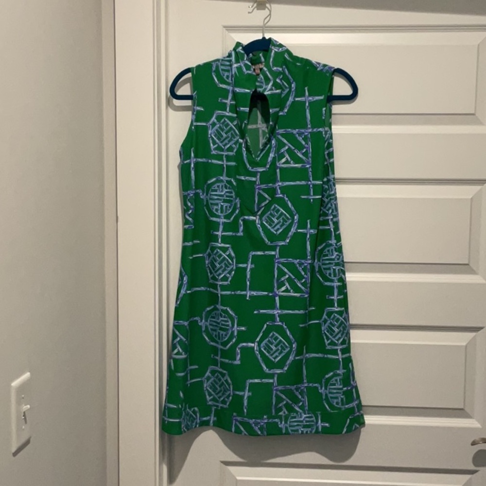Jude Connally Green and Blue Patterned Mini Dress